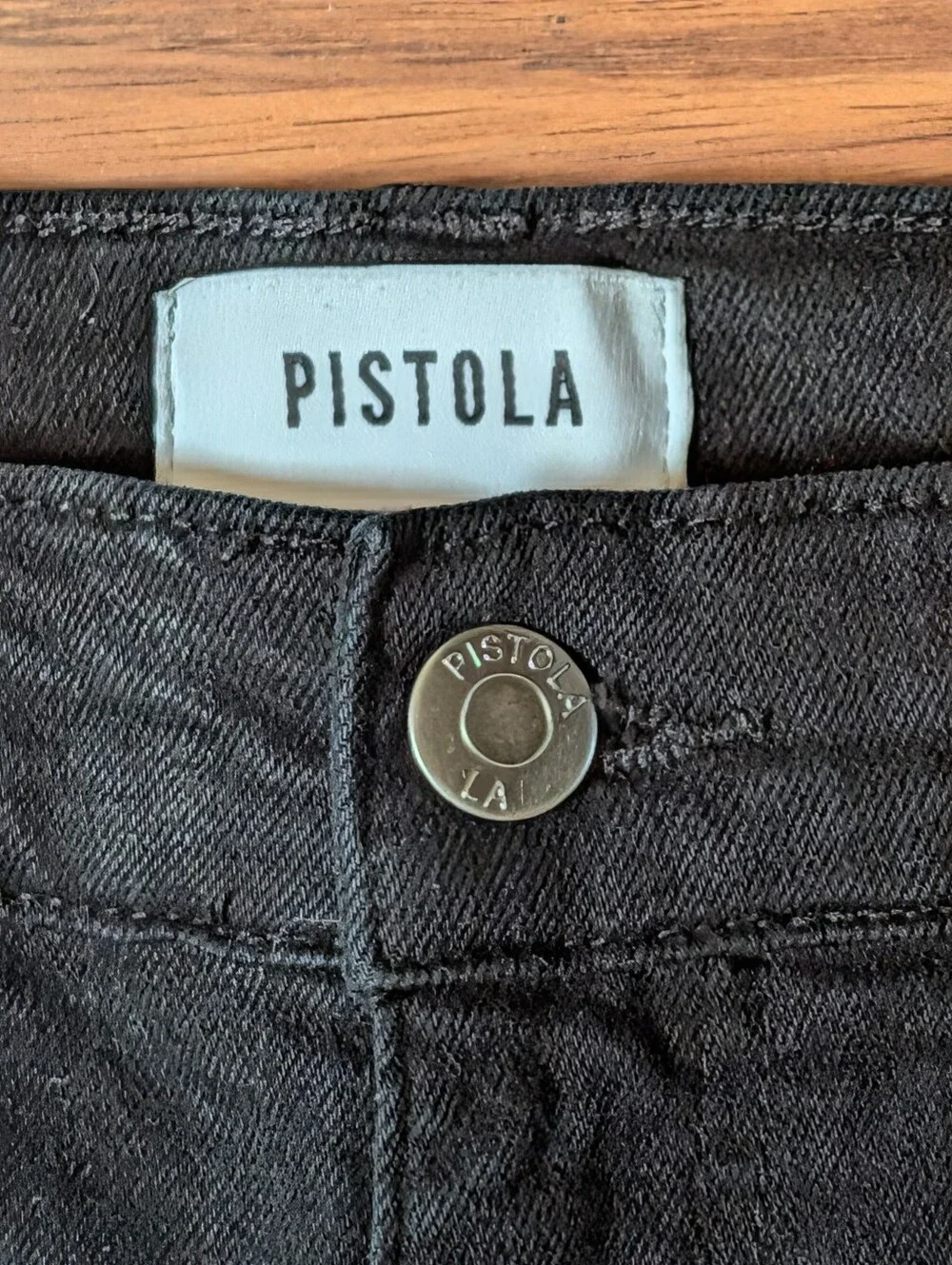Pistola High Rise Cutoff Black Denim Bermuda Shorts Size 27 Frayed Fringe Hem​